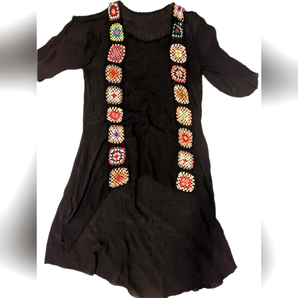 Bohemian Crochet Patchwork Semi-Sheer Dress/Cover - On trend for this Summer